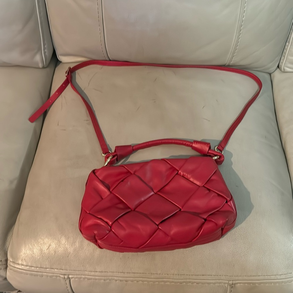 Valentina Fiore Red leather made in Italy handbag